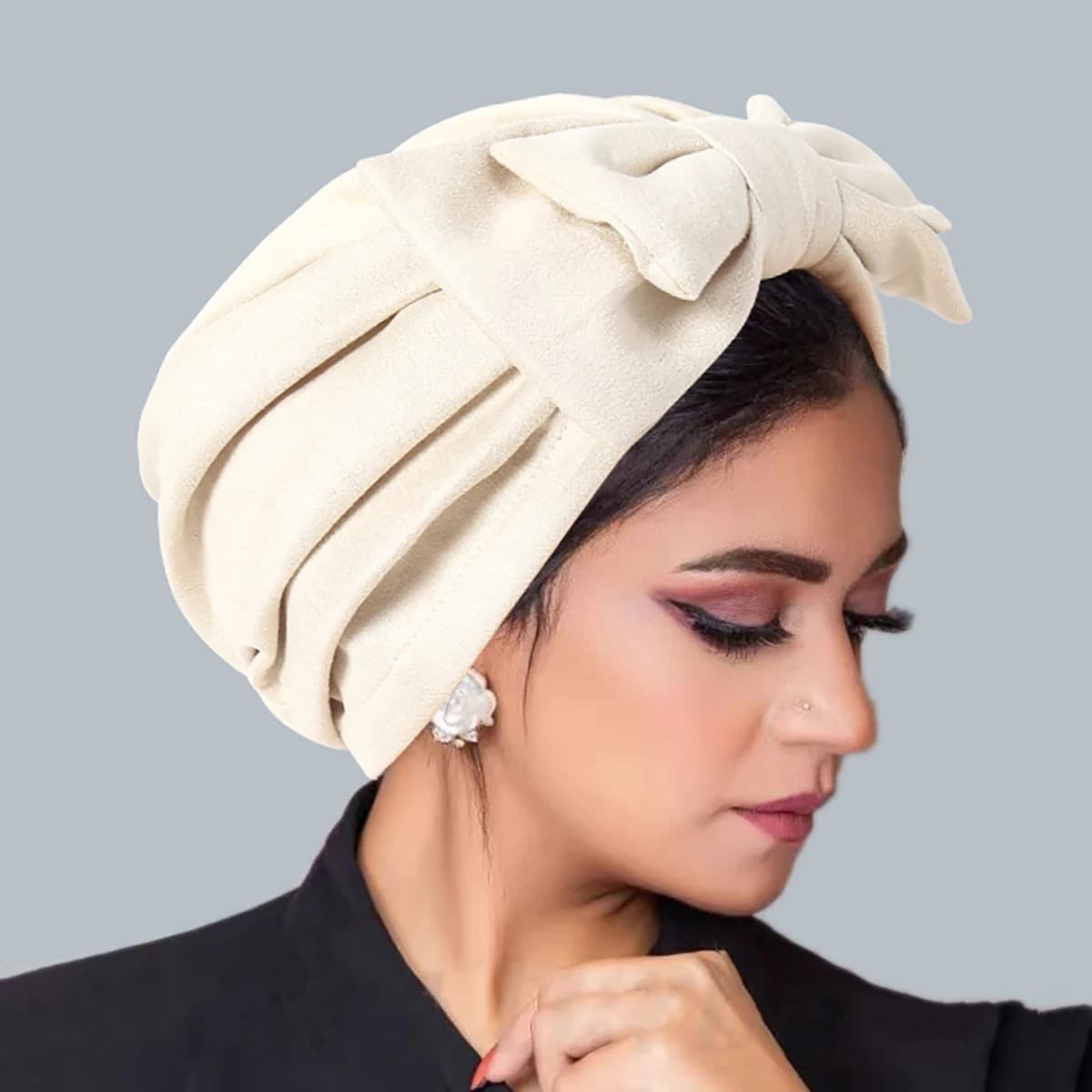 Arco alla moda Donna Hijab Turbante Cappello Tinta unita Avvolge la testa Morbido elastico Sciarpa per la testa Berretti Chemio Cap Copricapo africano