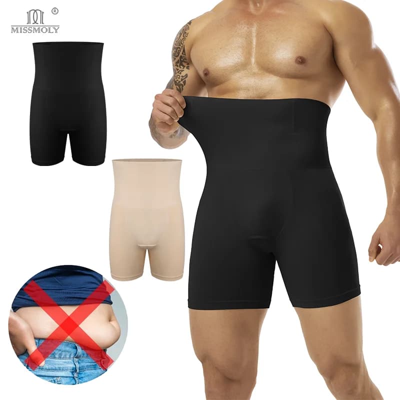 Pantaloncini da uomo dimagranti a vita alta traspiranti 3D Pouch intimo pancia controllo boxer pancia piatta shapewear pantaloni pantaloncini di compressione