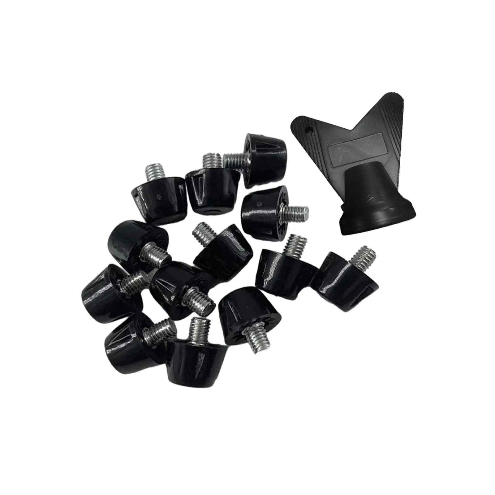 12x Borchie per scarpe da calcio Vite in terreno solido Tacchetti per scarpe da calcio portatili per tappeto erboso con chiave Scarpe da rugby Borchie Vite filettata 5 mm di diametro