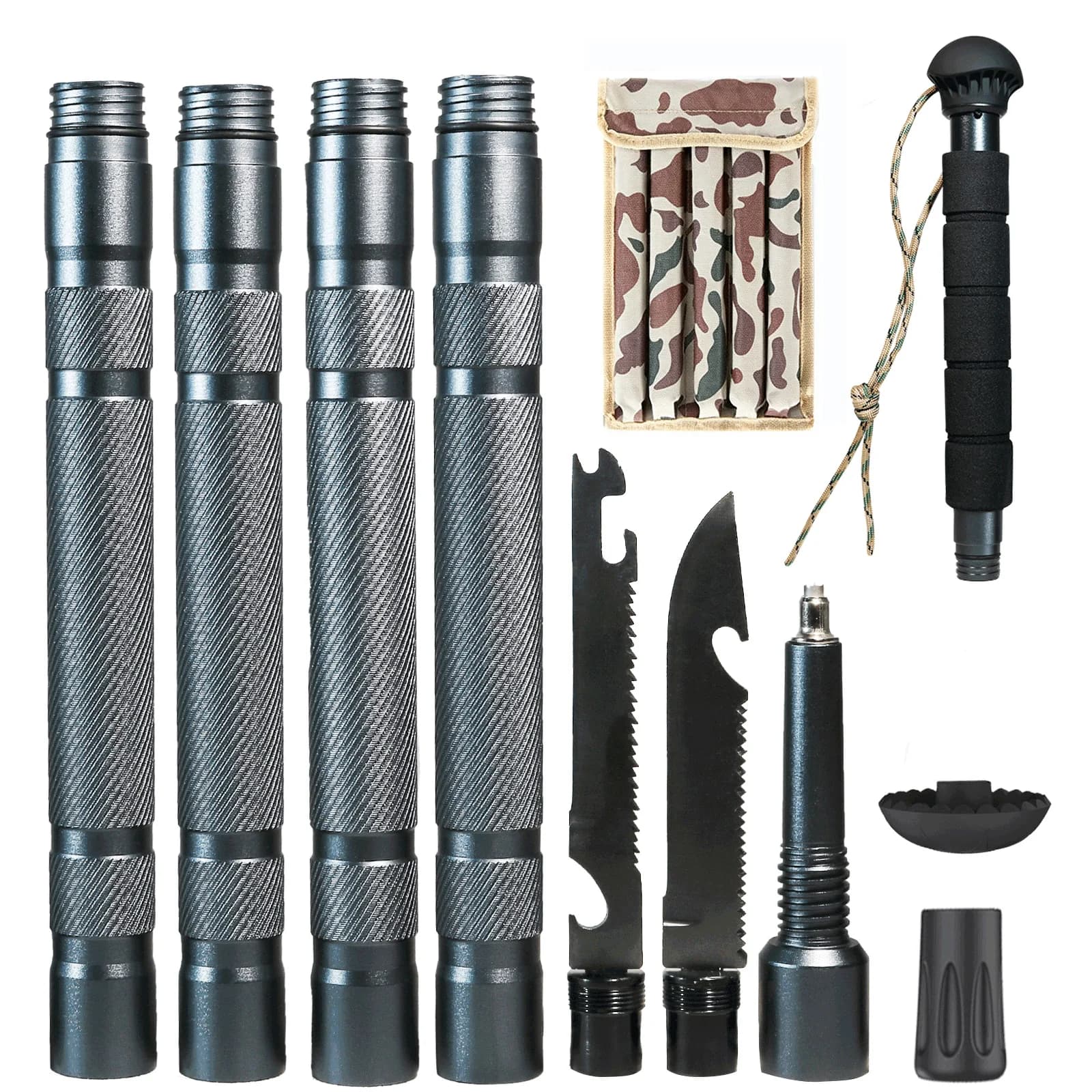 Telescopic Trekking Hiking Poles Ultralight Multifunctional Outdoor Camping Climbing Tactical Walking Sticks Set