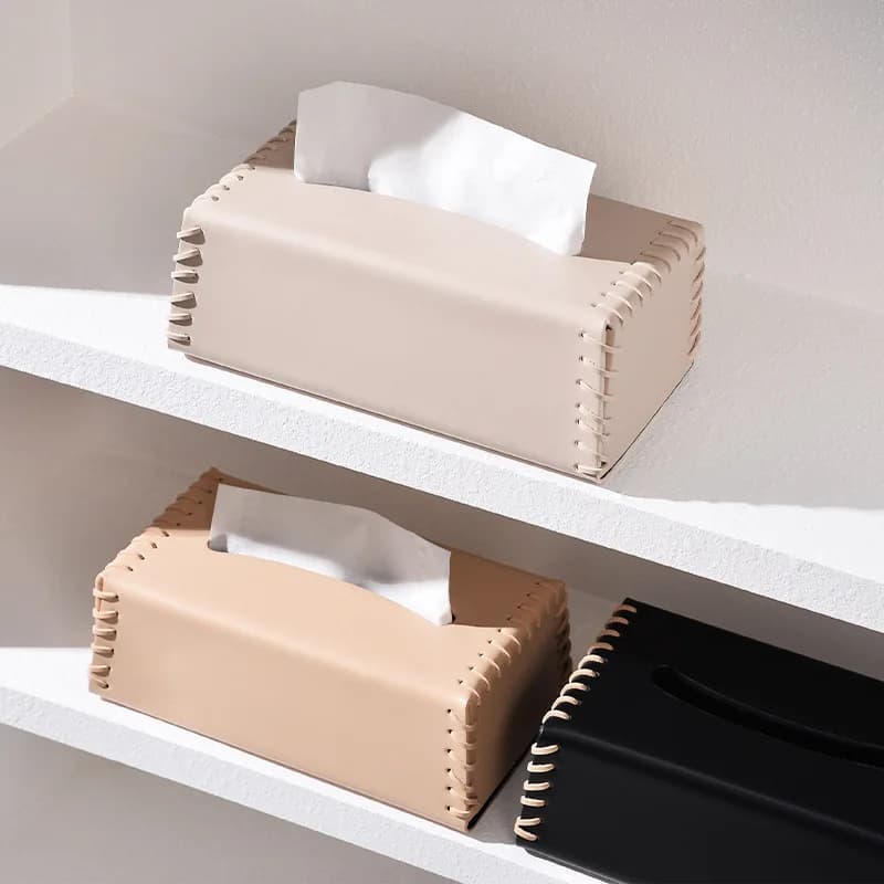 Porta fazzoletti in pelle di lusso leggero per cucina e auto, dispenser per carta igienica e fazzoletti
