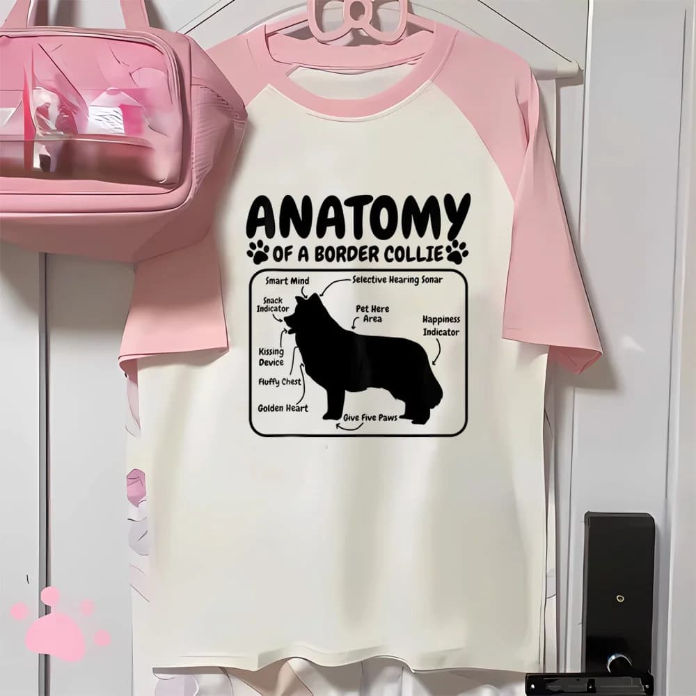Border Collie tshirt girl hip hop Comfortable University Pastel tshirt Pop Culture Comfortable Graphic 2000s women Classic