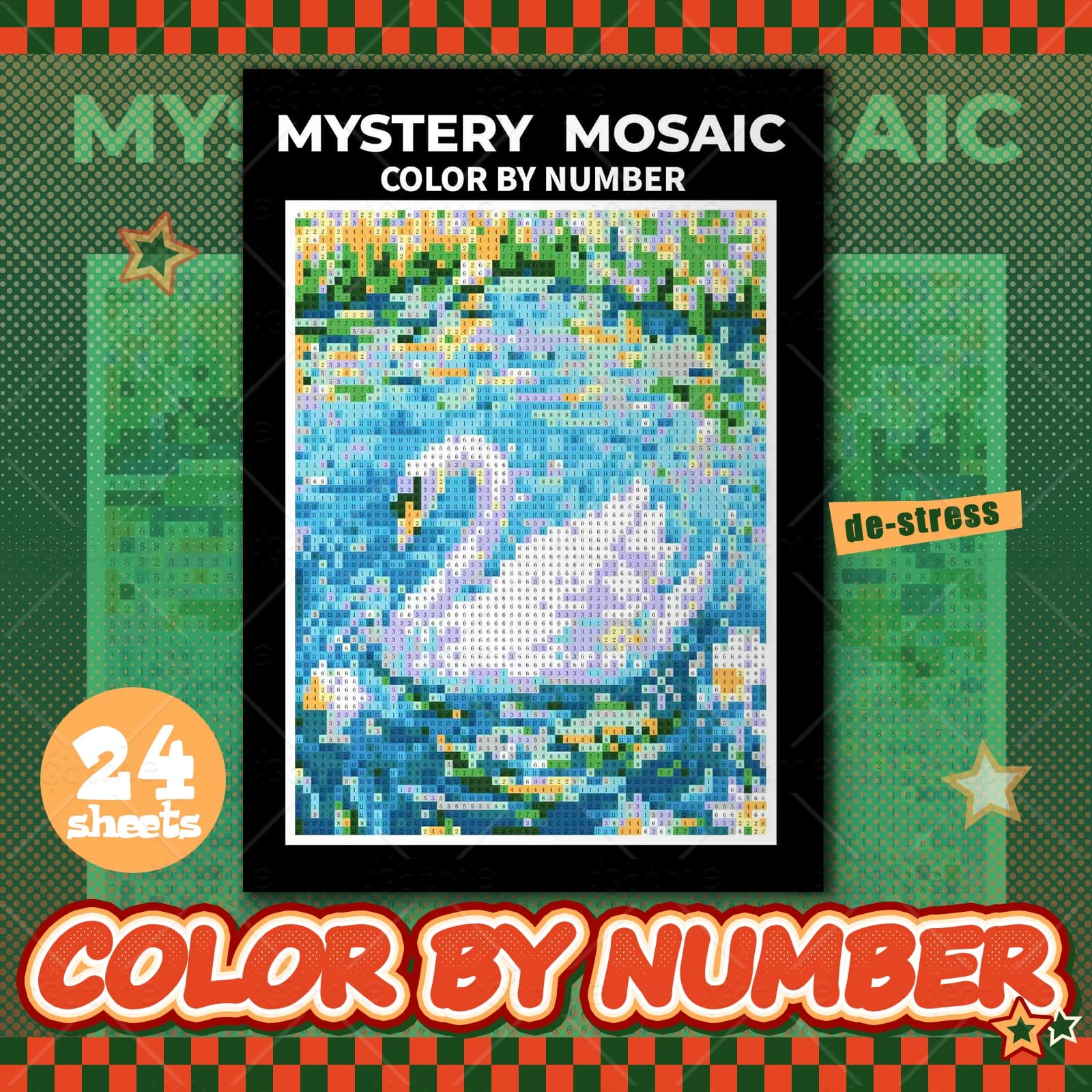 MYSTERY MOSAIC COLOR BYNUMBER Animal artwork by digital adult Coloring Book DIY Painting Drawing Coloring By Num