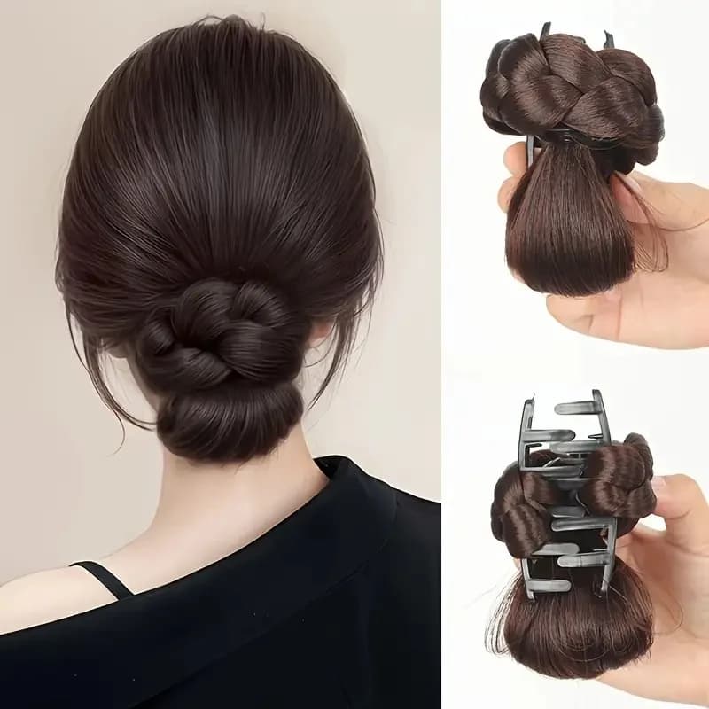 Parrucca per capelli sintetica nera ispirata al chignon Clip per artiglio per capelli Accessorio per capelli basso updo facile da applicare per donne Abiti eleganti Parrucchino