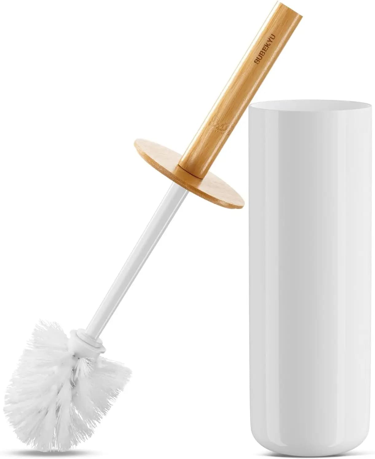 Set spazzola e supporto per WC, anti-schizzi, pulizia profonda, salvaspazio, bianco