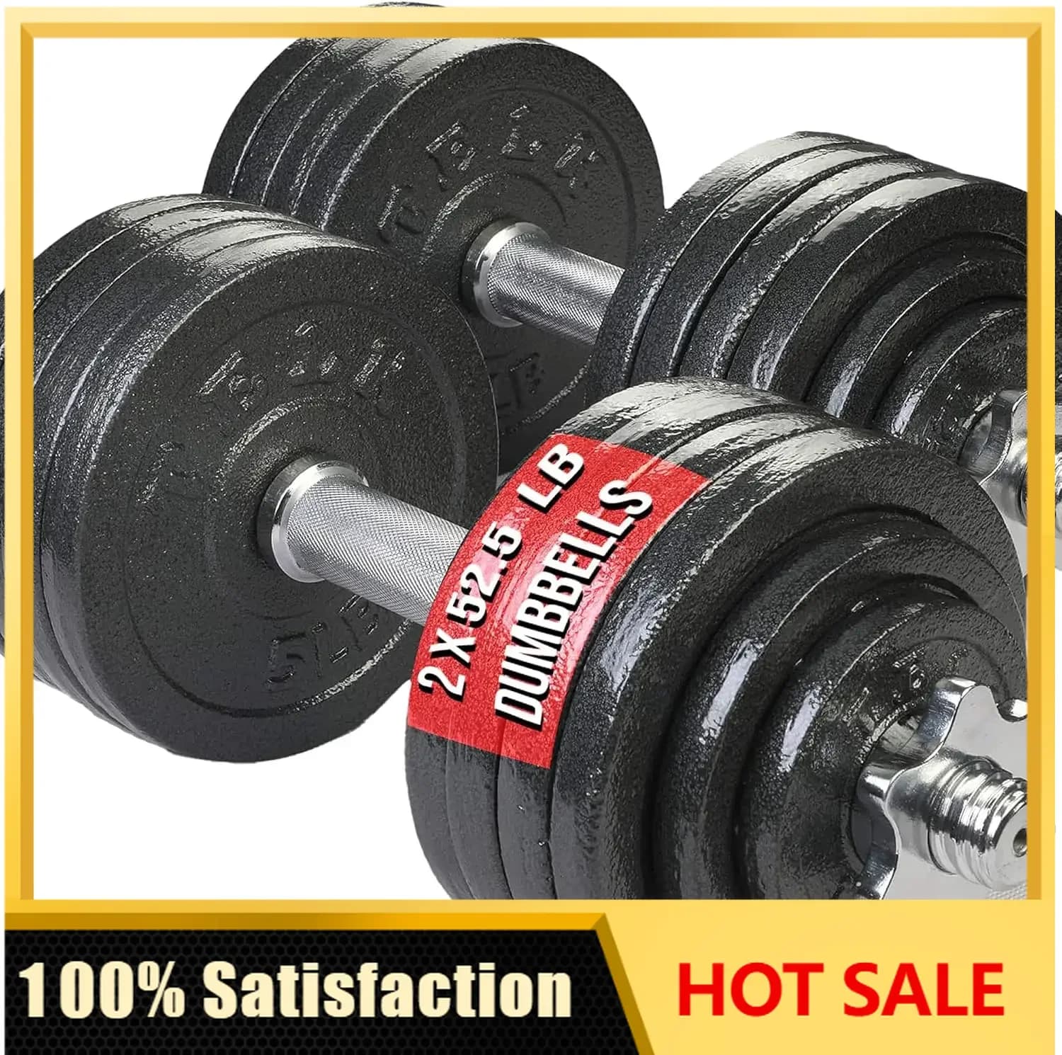 Adjustable Dumbbell Set - Home Gym Weight Set with Baked Enamel Cast Iron Plates - Space-Saving Free Weights for Strength