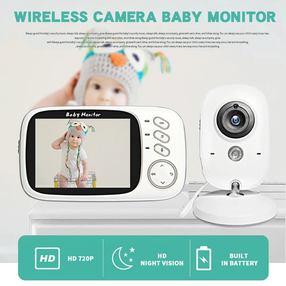 Video Baby Monitor LCD da 3,2 pollici Ninne nanne Visione notturna Citofono bidirezionale Babysitter Rilevamento pianto Temperatura tata Babyphone