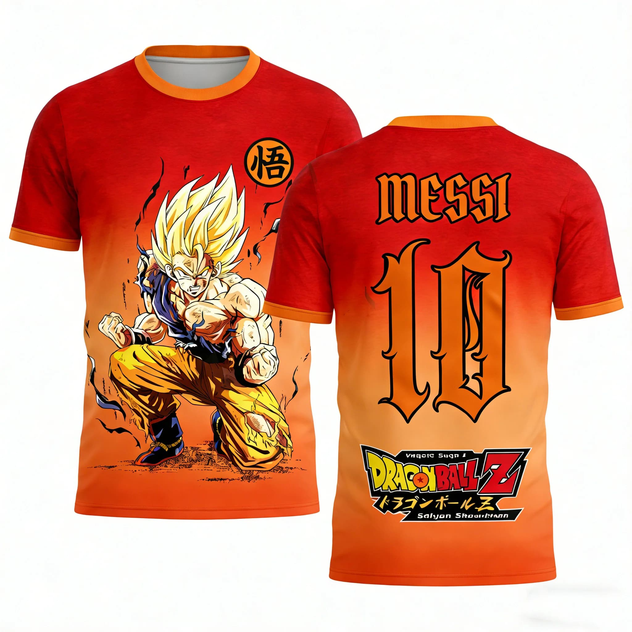 Dragon Ball Jerseys "Kamikaze", Lionel Messi 10 Football T-shirts, Rapid Drying T-shirts for Men, Children's Clothing