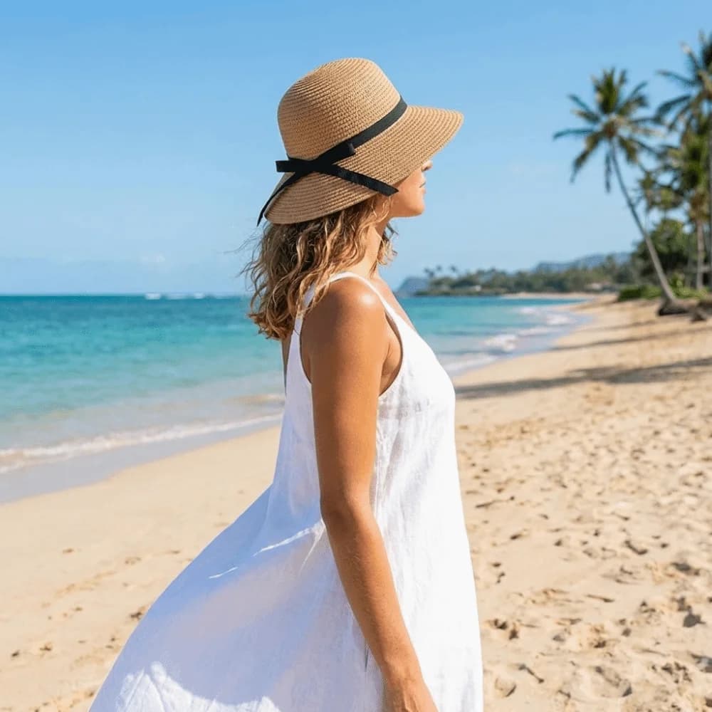 Elegant Bow Straw Weave Sun Hat Large Bohemian Sunscreen Bucket Hat Wide Brim Breathable Fisherman Hat Outdoor