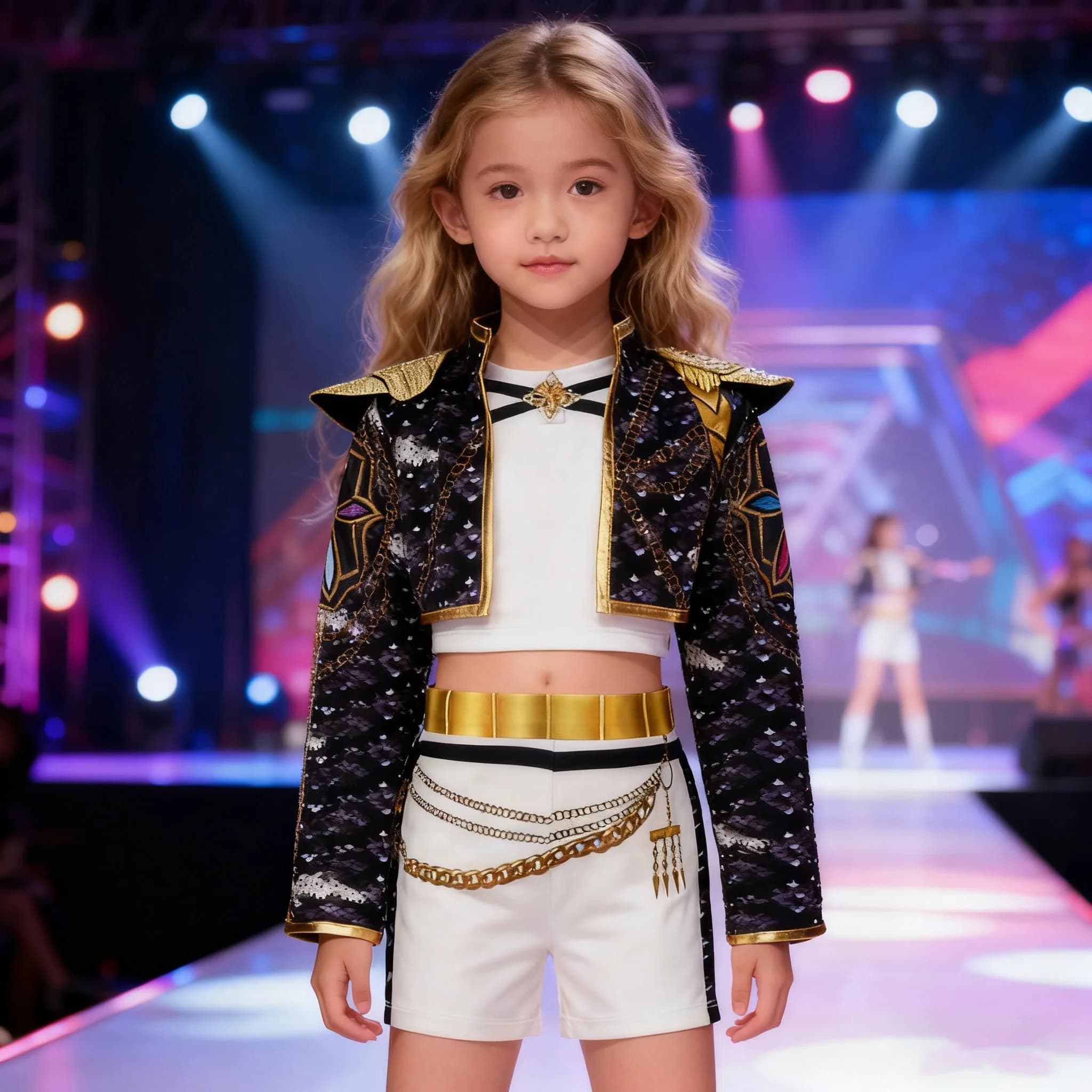 Animated Cartoon Costume for Girls Korean Style Pop Outfit Golden and Black for Girls Soul Set for Recite Theatres and Carnival