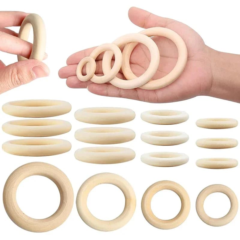 Anelli in legno non finiti Dimensioni multiple Anelli circolari in legno naturale tinta unita per regali artigianali fai-da-te Accessori per decorazioni