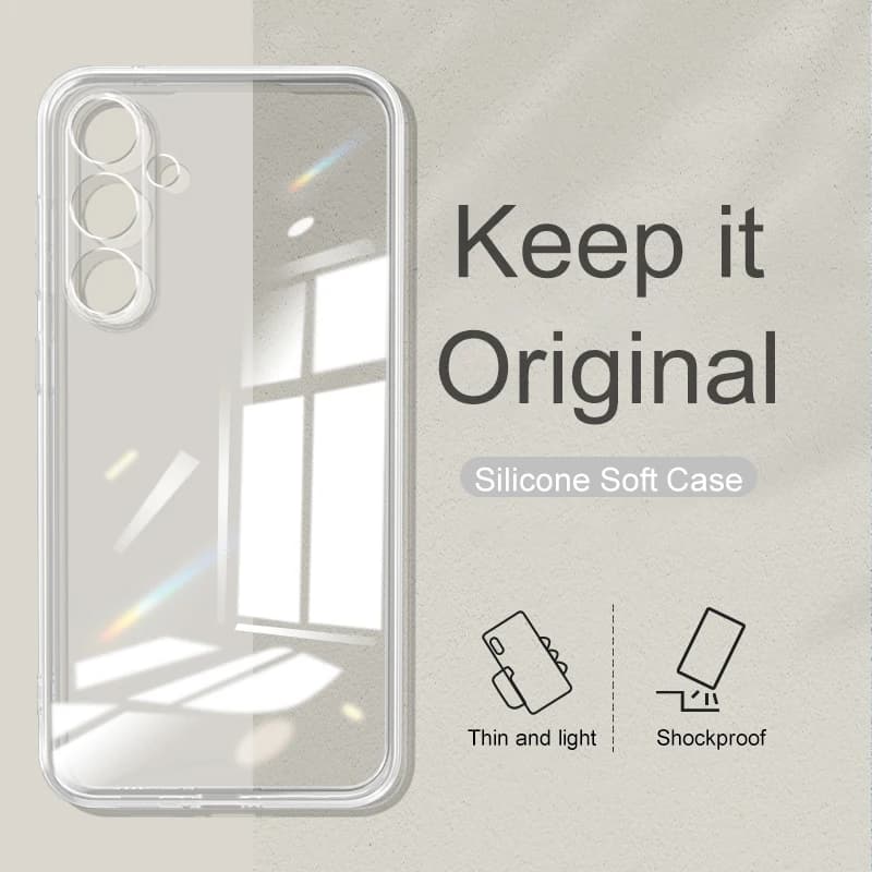 Custodia morbida in silicone con protezione completa per fotocamera per Samsung Galaxy S24 S23 S21 FE S22 Plus A14 A34 A54 Custodia trasparente ultra sottile TPU