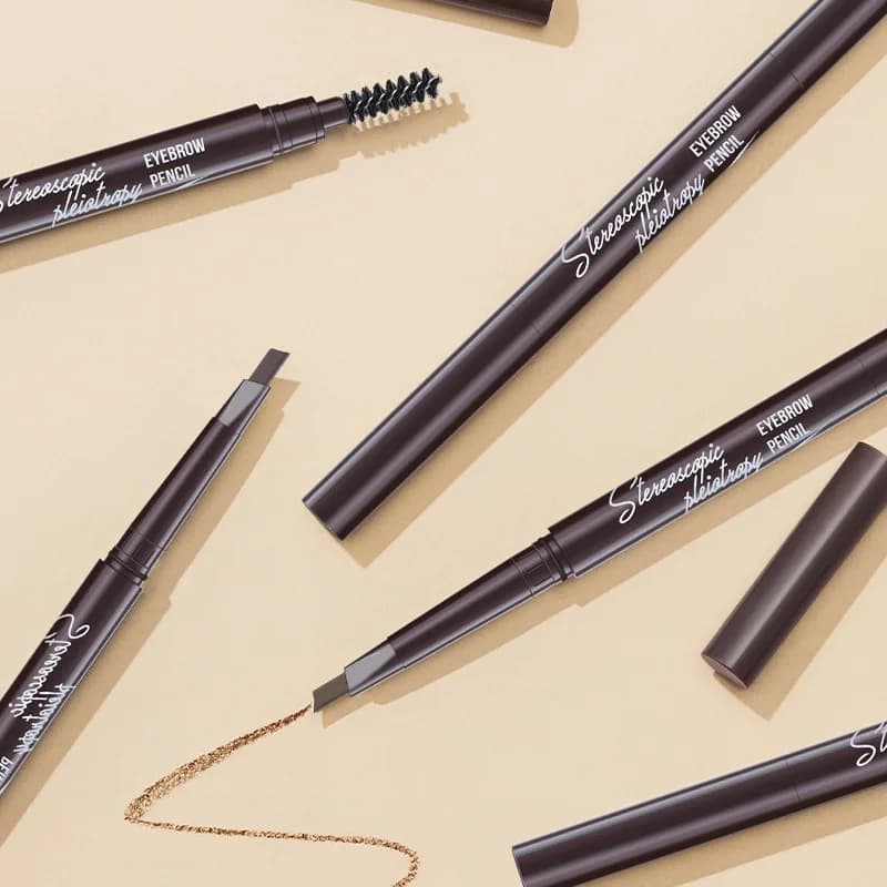 Matita per Sopracciglia 2 in 1 Tridimensionale, Doppia Punta Triangolare, 3 Colori Impermeabili con Pennello, per Trucco Femminile