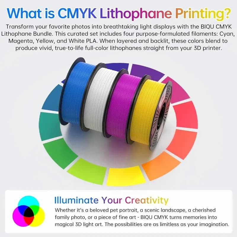 Filamento PLA CMYK BIGTREETECH 1.75mm per Stampante 3D, Colori Vivaci, Liscio e Anti-Groviglio, Compatibile con Bambu Lab Elegoo