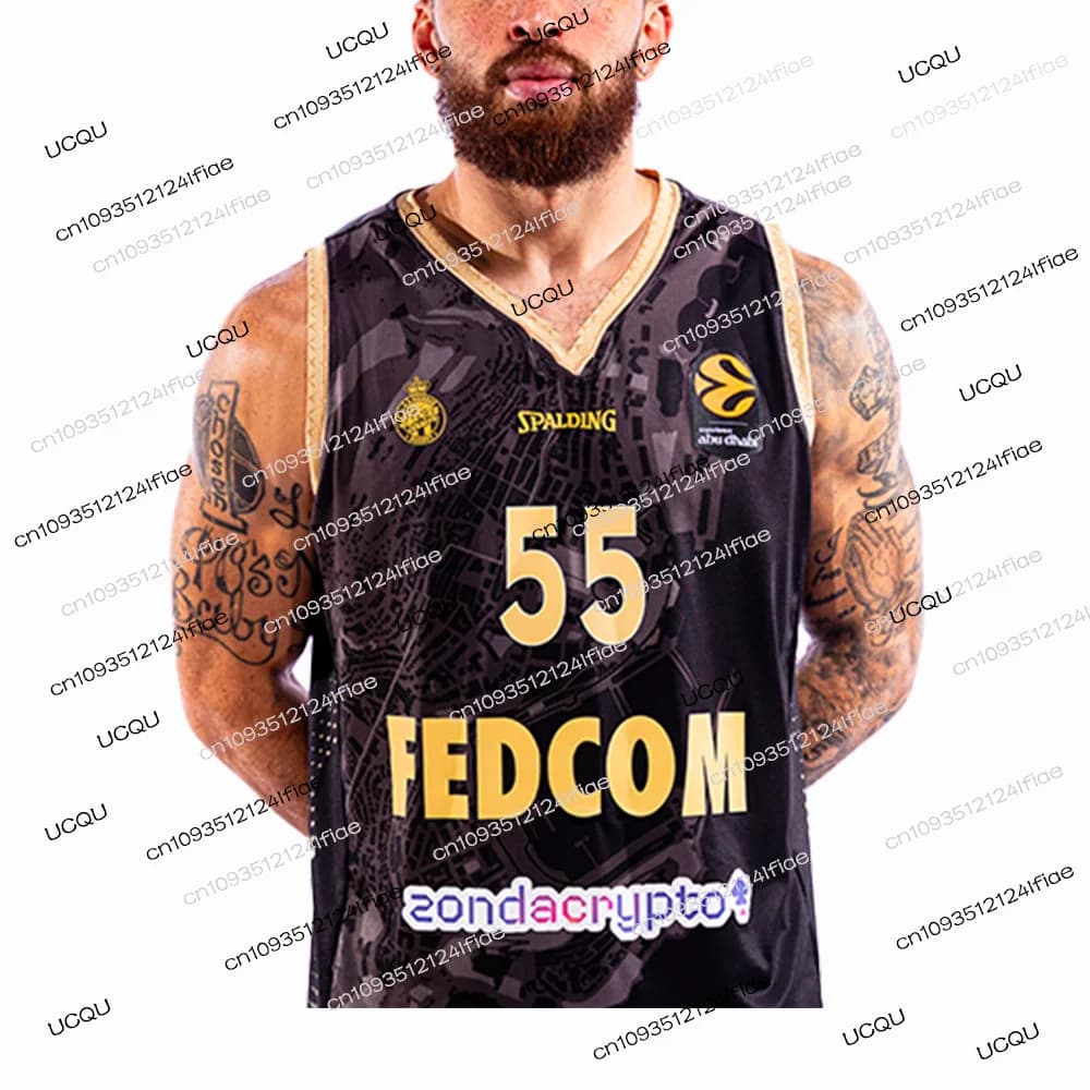 2025 AS Monaco Maglia da basket Gilet sportivo da basket per uomo adulto Kit maglia specifica per tifosi uniforme da allenamento per basket per bambini