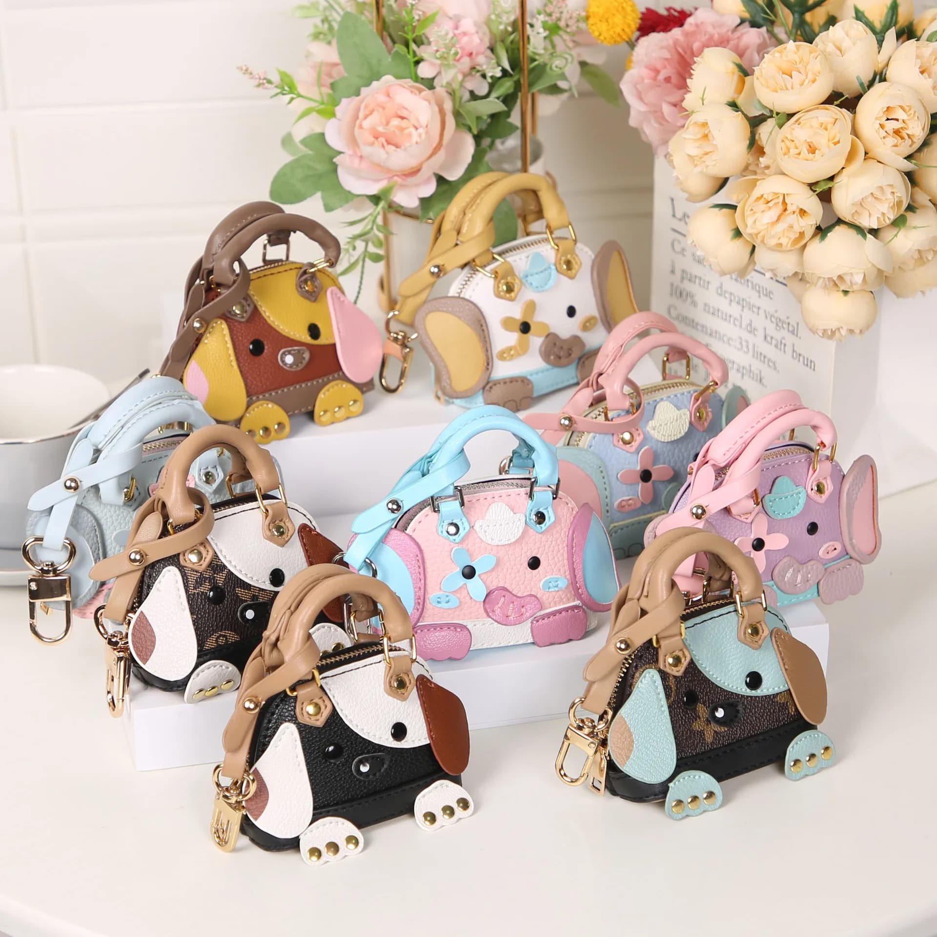 Dog Pink Elephant Handbag Crossbody Pouch Lipstick Earphone Cute Key Holder Wallet Card Case Spring 2023 China Made