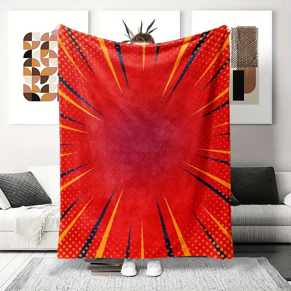 Comic Book Style Flannel printed blanket suitable for all seasons suitable for living room office sofa and travel 180x250CM