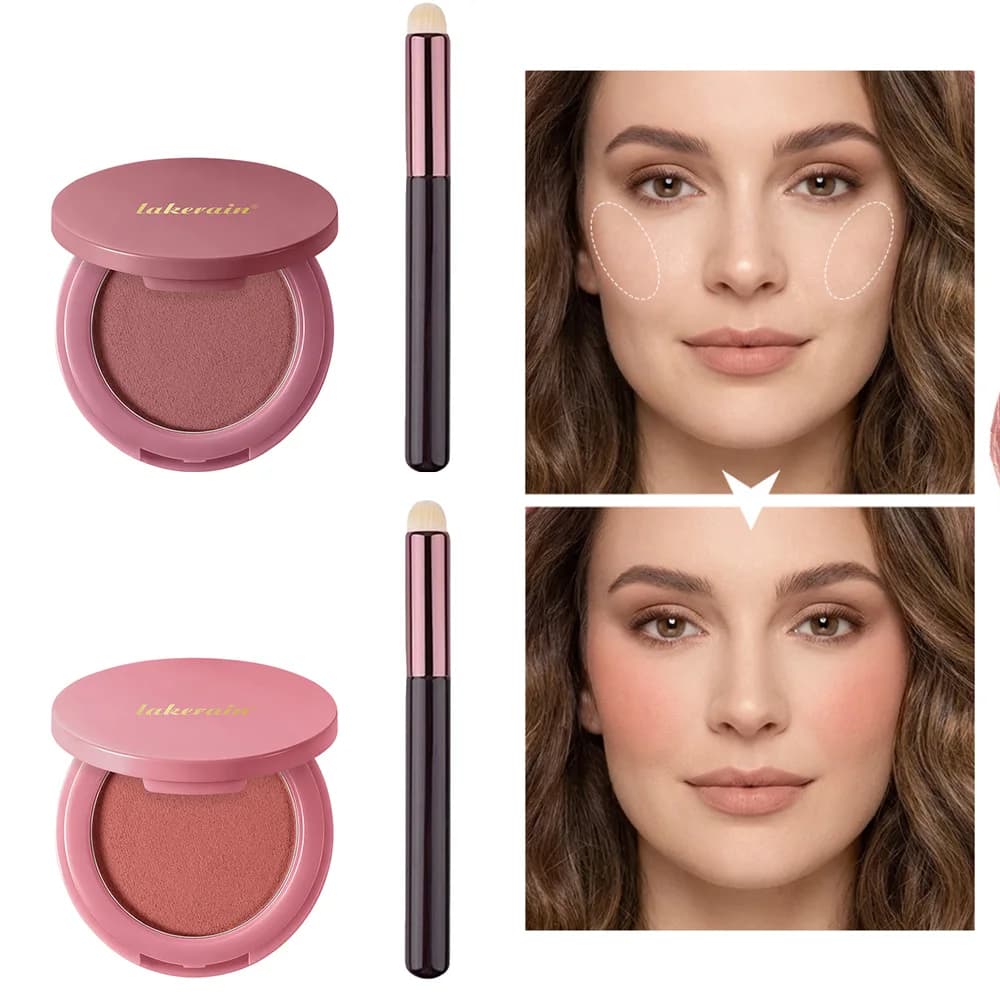 Palette di blush Soft Poke con pennello incluso, blush nude opaco vellutato, cosmetici naturali per il trucco del viso per principianti, per donne