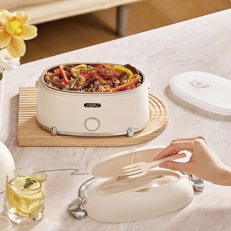 Scatola per il pranzo elettrica da 1,2 litri Scatola per il pranzo portatile con isolamento termico senza acqua Ufficio Riscaldatore per alimenti a riscaldamento rapido in acciaio inossidabile 304