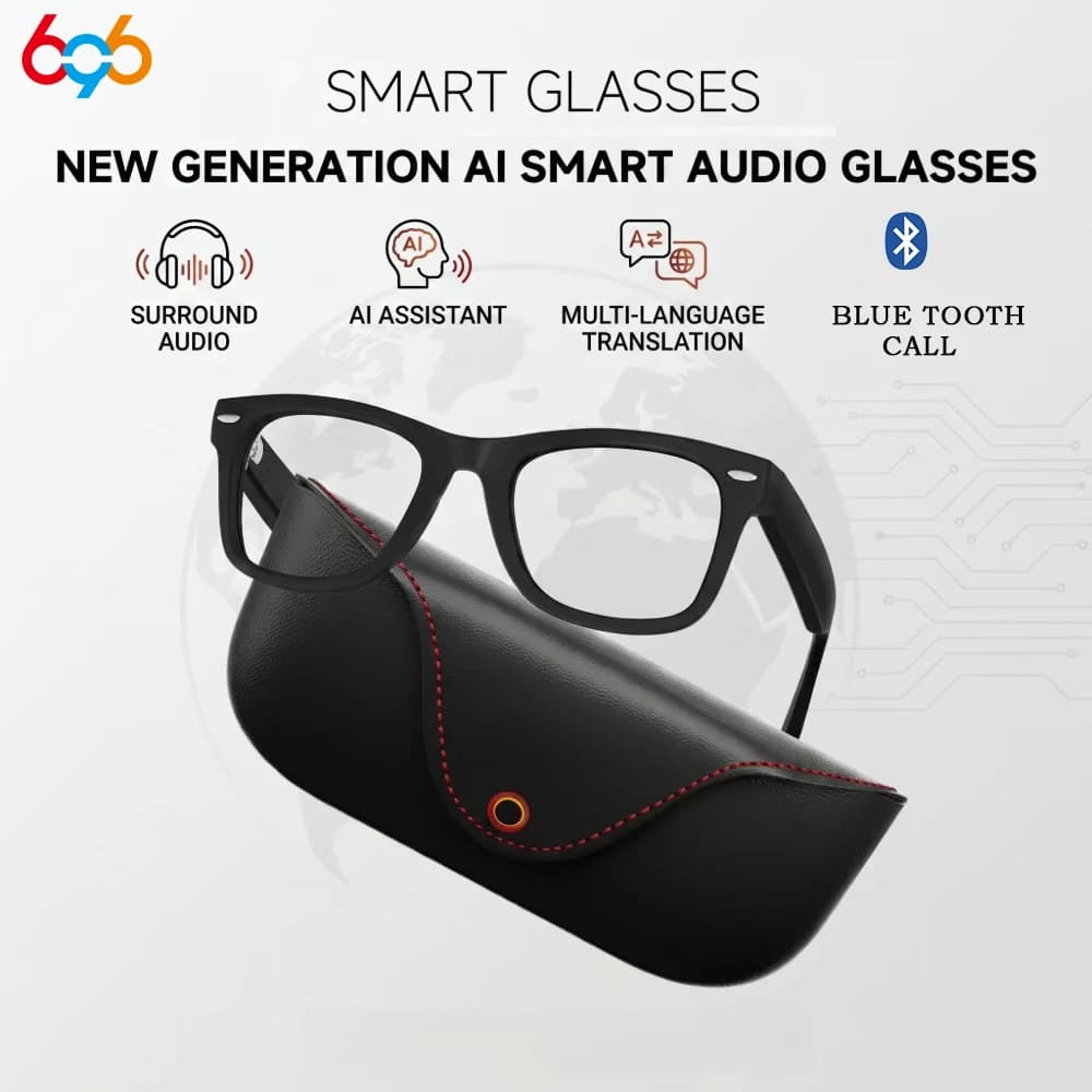 Smart Glasses Multilingual Translation Men Women Intelligent Glasses Voice Assistant Blue Tooth Call Music Playing Sunglasses