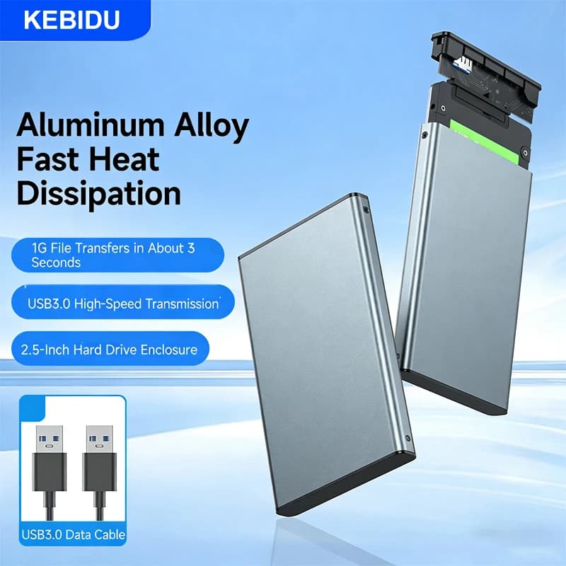 KEBIDU Case esterno per HDD da 2,5 pollici, custodia per disco rigido esterno, custodia per disco rigido SATA a USB 3.0, adattatore SATA per laptop