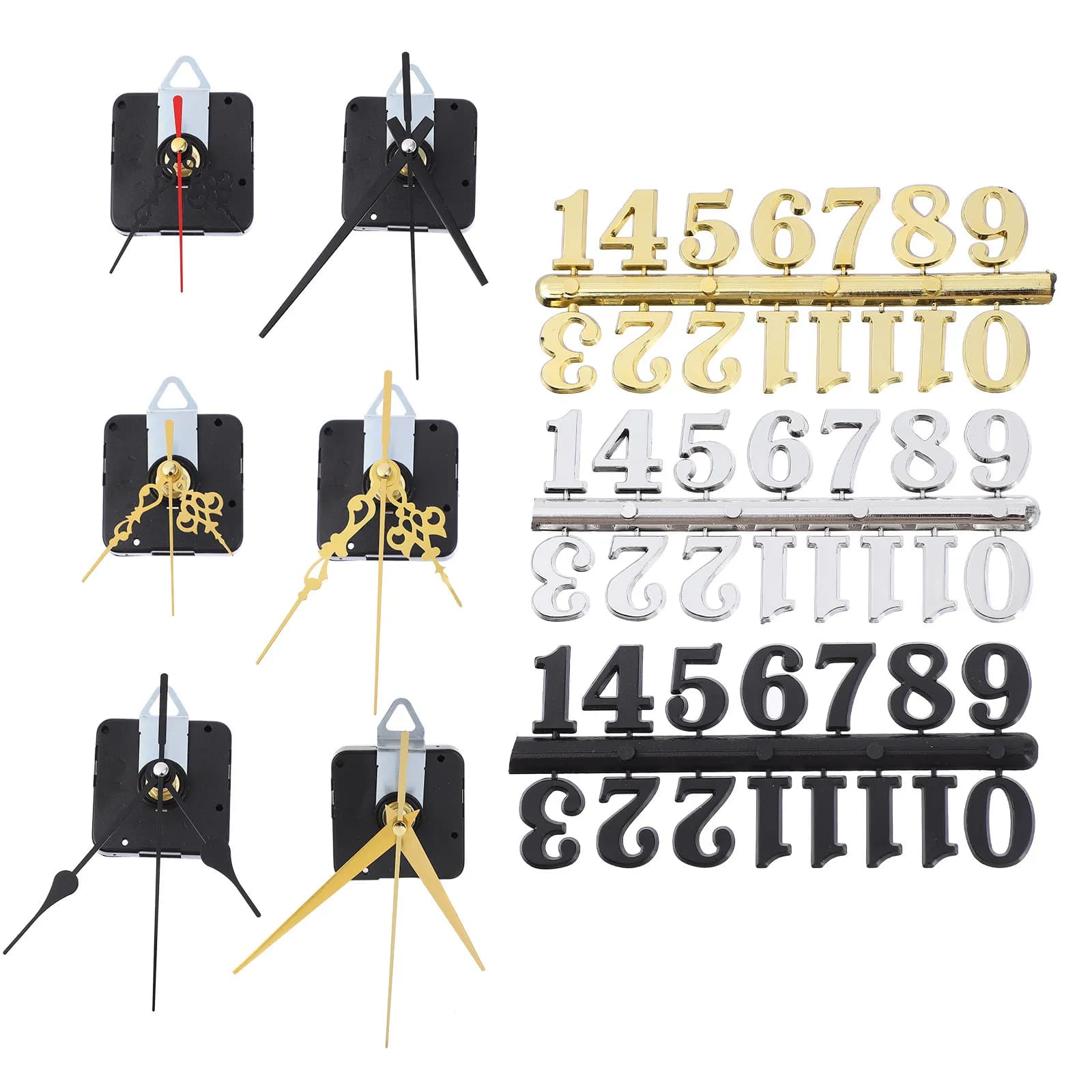 6 set di kit di ricambio per movimento dell'orologio al quarzo, meccanismo di cronometraggio preciso, nucleo in plastica robusta per orologi da parete, casa e ufficio