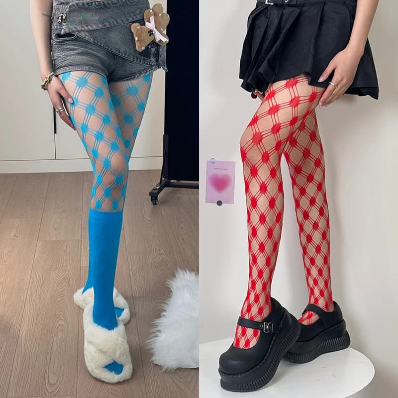 Y2K Spicy Girl Hollow Calze Donna Estate Sexy Rete da pesca Collant a rete Anti Gancio Collant di seta per la festa Cosplay