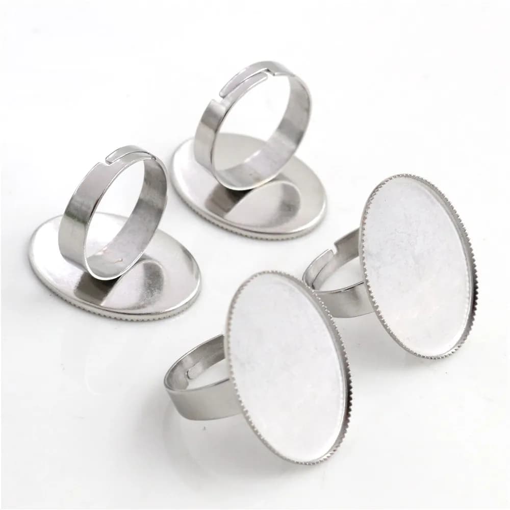 18x25mm 13x18mm 10pcs/Lot No Fade Stainless Steel Adjustable Ring Settings Blank/Base,Fit 18*25/13*18mm Glass Cabochons