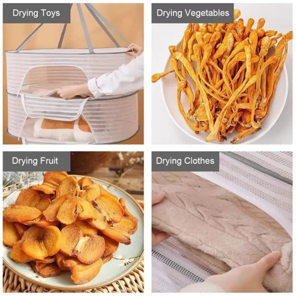 1/2/3 Layer Drying Fishing Net Foldable Portable Mesh Clothes Hanging Dryer Large Capacity Household Dried Vegetable Net