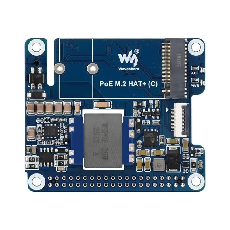 Waveshare M. 2 HAT+ (C) Adapter Board For Raspberry Pi 5 Pcie To M. 2 With Poe Expansion, Supports Nvme Protocol