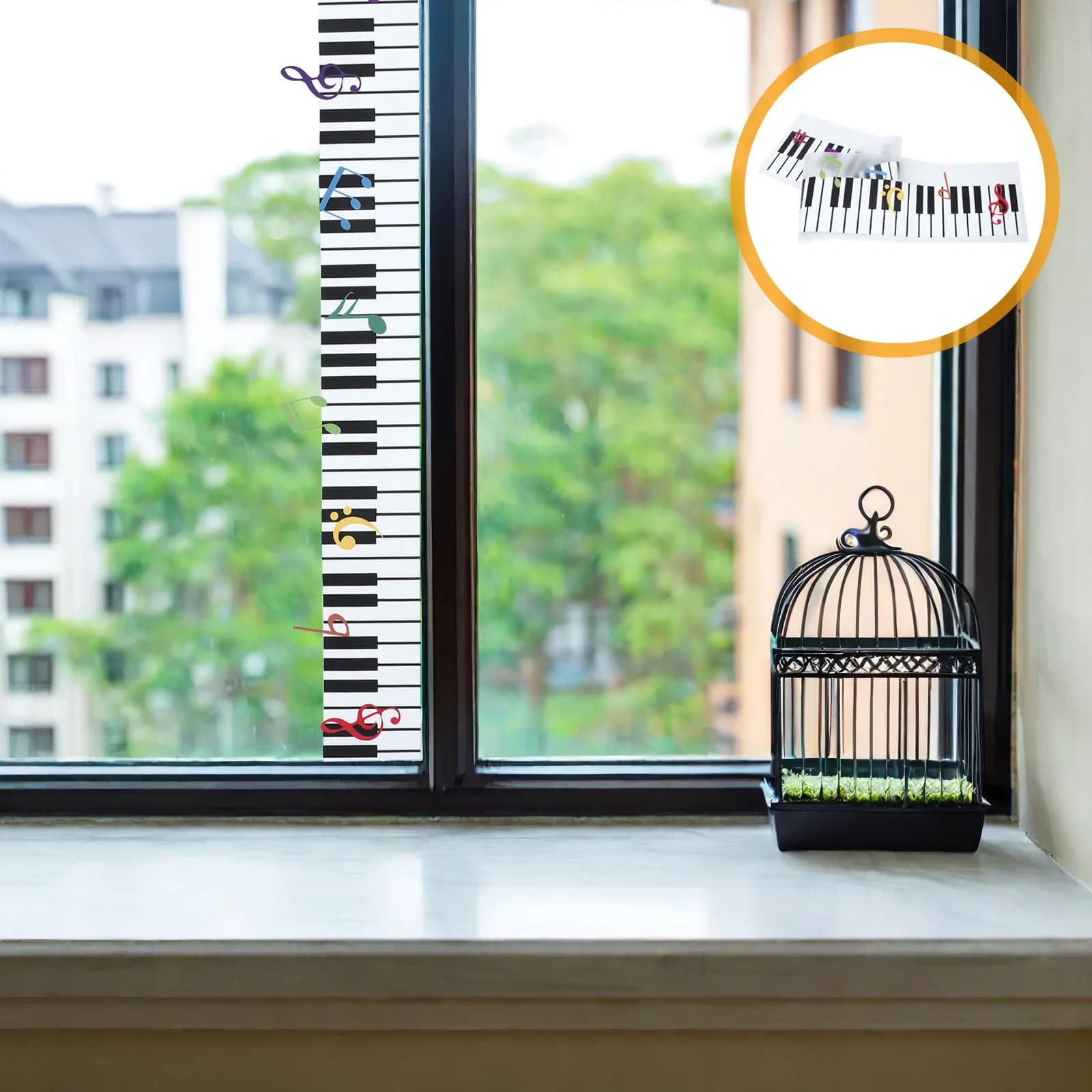 Colorful Music Note Window Clings Static Glass Decals Removable Reusable for Home Studio School Bathroom Mirror Door Music Room