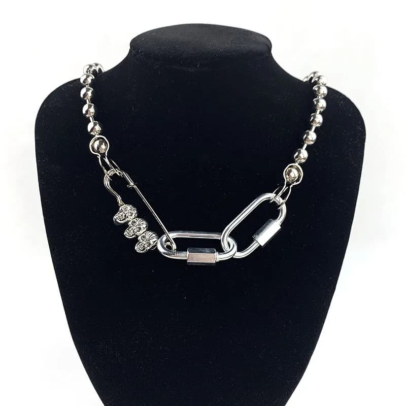 Punk Pin Lock Necklace Fashion Chain Simple Clavicle Chain Pendant Choker Fashion Jewelry Accessories For Men And Women