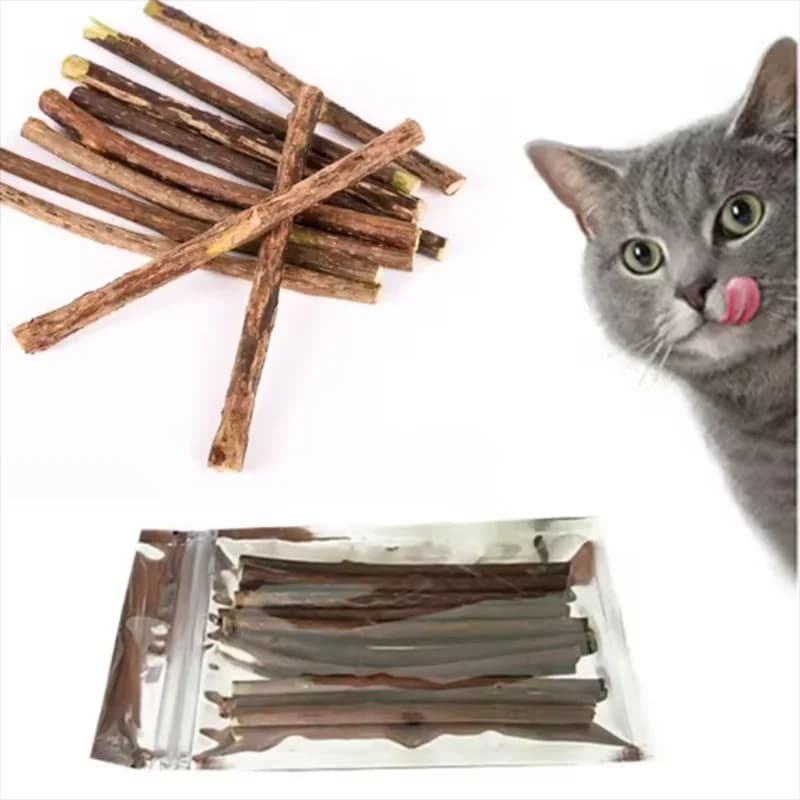 20 pz/lotto Bastoncini per Gatti, Giocattoli Masticabili in Legno Naturale di Polygonum per la Pulizia dei Denti e il Divertimento, Snack Anti-Noia per Gatti