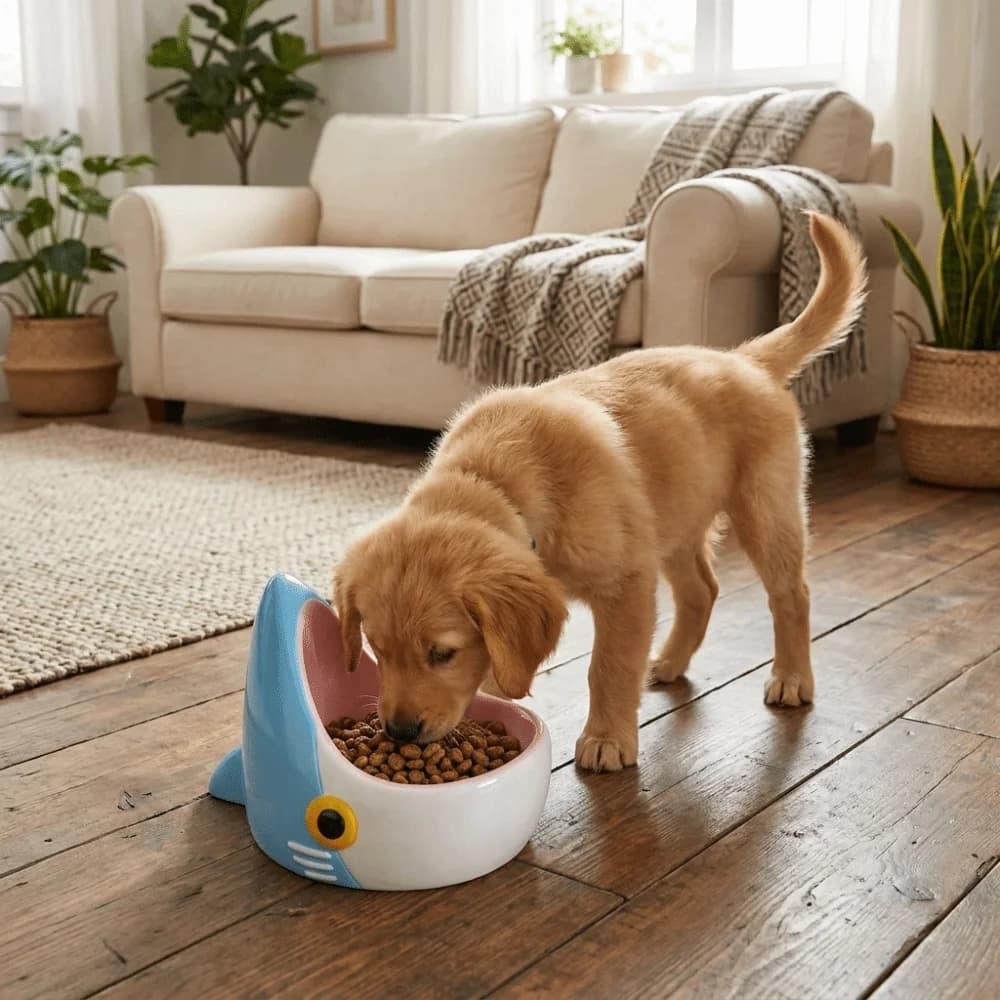 Plastic 3D Printing Shark Cat Bowl Anti-Tip Anti-Slip Shark Pet Food Bowl Cartoon Detachable Cat Feeding Station Pet Dining