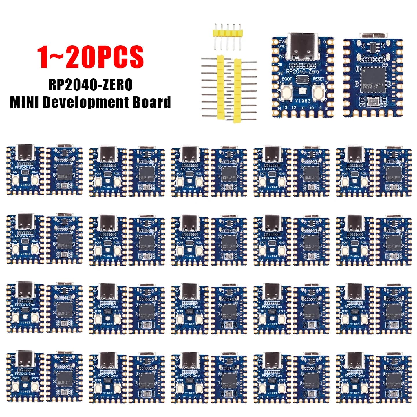 1-50PCS RP2040-Zero RP2040 for Raspberry Pi Microcontroller PICO Processor Dual-core Cortex M0+ 2MB Flash XCW