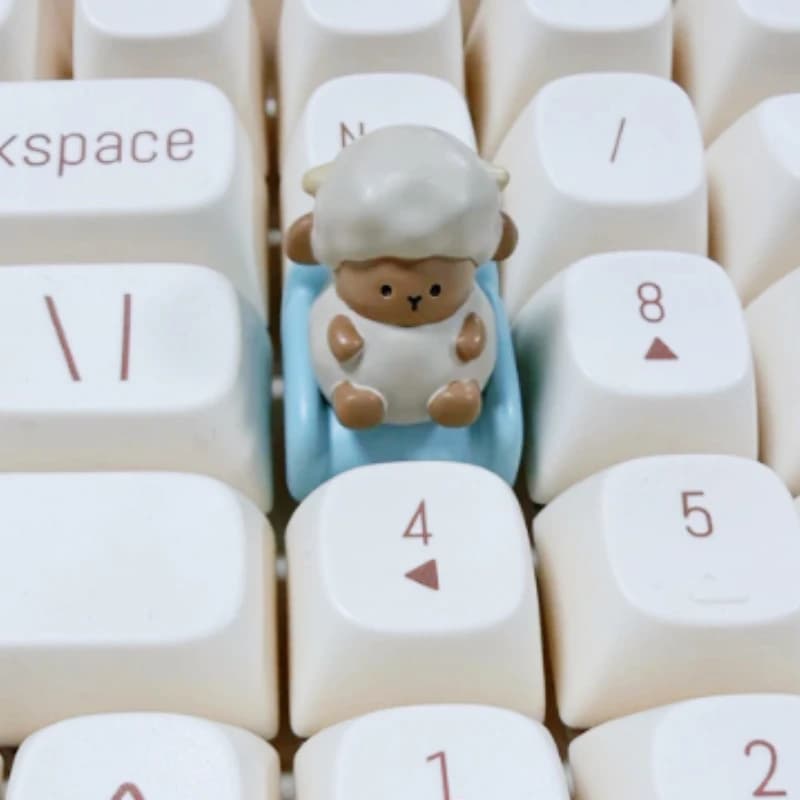 Cute Lamb Keycaps Customized Resin Coating Personality 25mm Height Keyboard Cap for Gaming Mechanical Keyboard Accessories Gifts