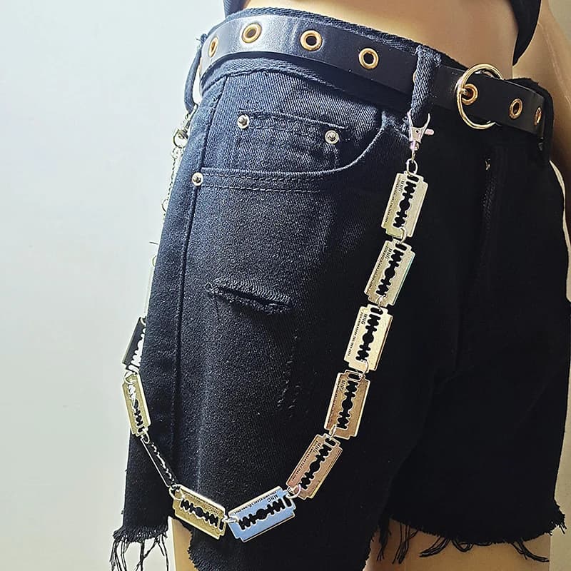 Accessories, Punk, Cold Wind, Metal Blades, Trouser Chains, Punk Streetwear Hipster Waist Chain Charms