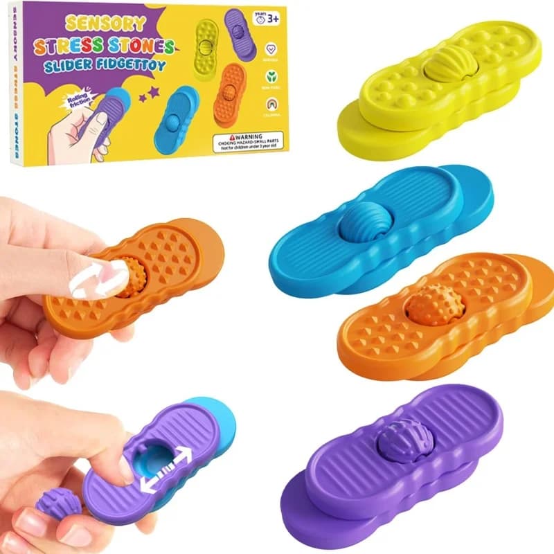 Set di 4 Giocattoli Sensoriali Antistress in Silicone per Bambini e Adulti, per ADHD e Autismo, Riduzione dello Stress, Regali per l'Ufficio
