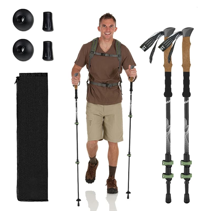 Lightweight and portable folding trek stick made of aluminium alloy for hiking
