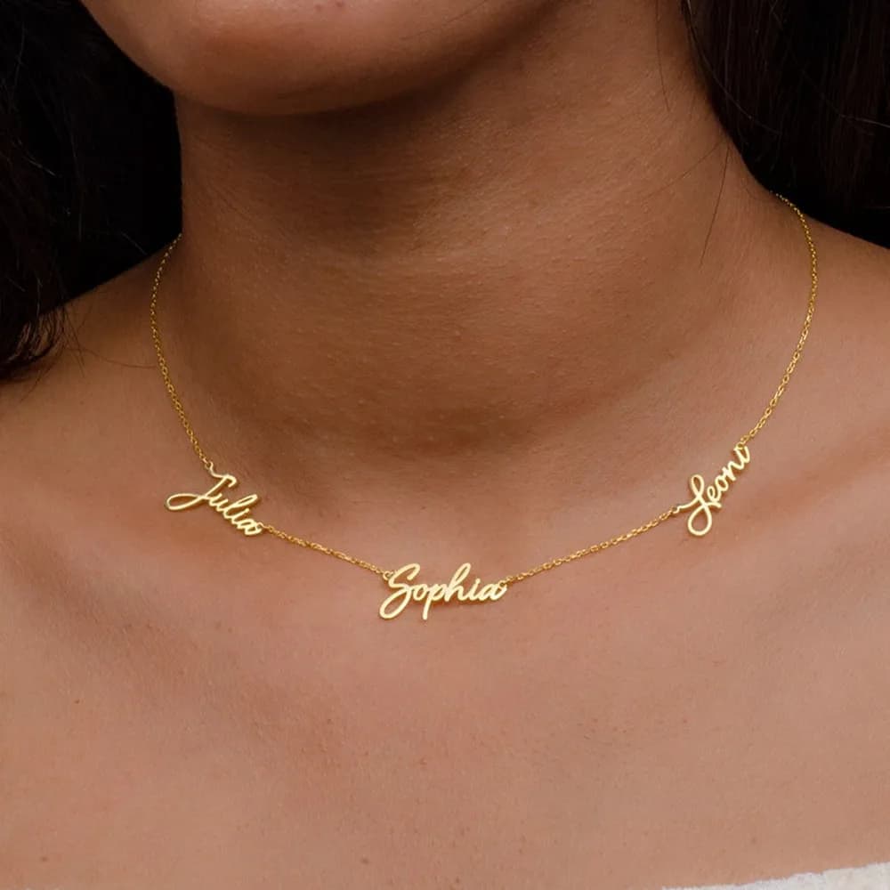 Collana con tre nomi Collane con nome multiplo personalizzato per donna Girocollo Gioielli BFF Catena in oro Nome triplo Collier Femme