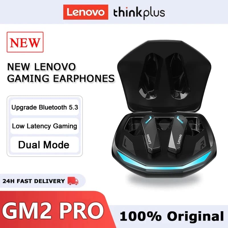 Lenovo GT102 Wireless E-sports Headset TWS Bluetooth 6.0 Earphones Music Gaming Earbuds 50ms Ultra-low Latency HD VoiceCalls NEW