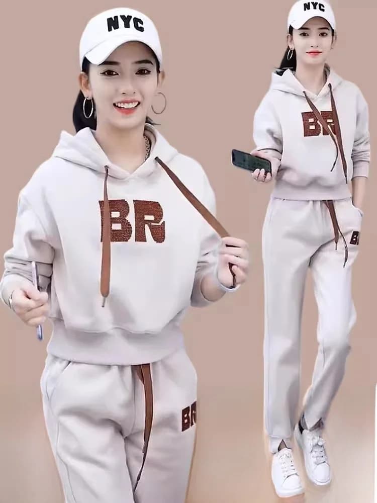 Spring Autumn 2026 Ladies Sportswear Set Casual Fashionable Two-Piece Sweatshirt Compact Trendy Long Pants Long Sleeve