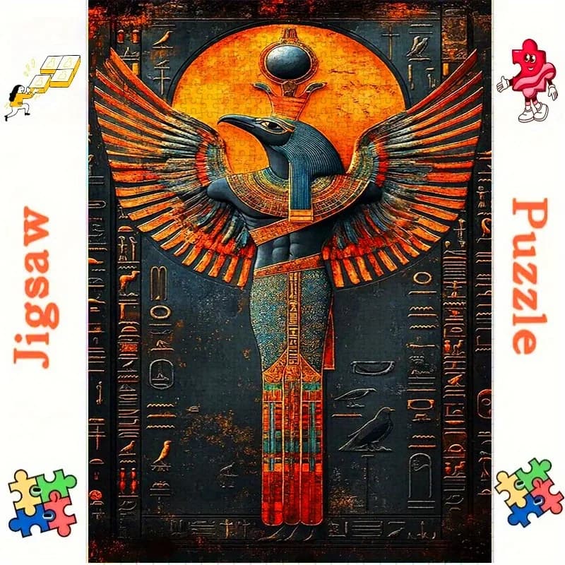 500/1000/1200/2000psc DIY Paper Puzzle, Egyptian Pharaoh, God Horus, Mysterious Ancient Egyptian Wall Painting
