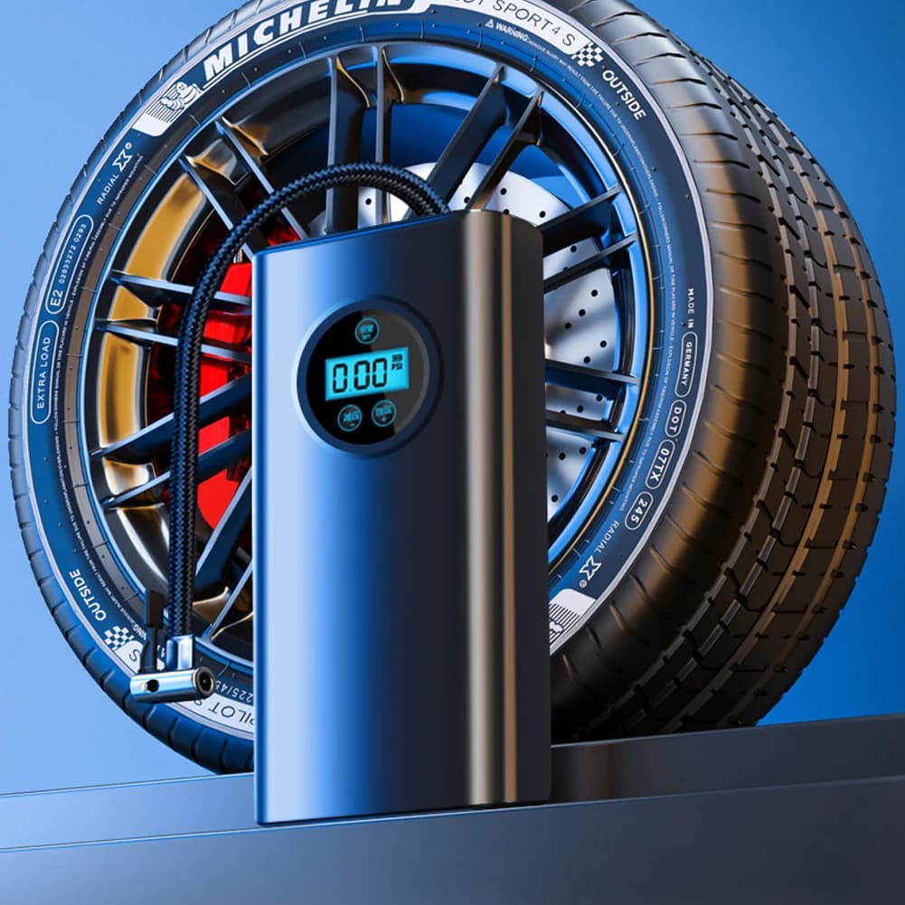 Compressore d'Aria per Auto Ricaricabile con Manometro Digitale, Pompa Elettrica per Pneumatici 1500mAh, Gonfiatore per Auto, Moto, Bici e Palloni