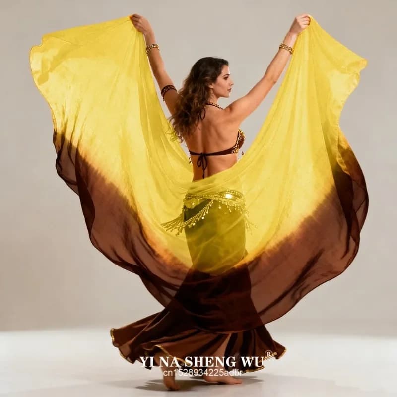 Velo da Danza Professionale 100% Seta 250cm Leggero e Fluido, Sciarpa a Lancio Manuale con Colore Sfumato per Donne, Accessorio per Competizioni di Danza del Ventre