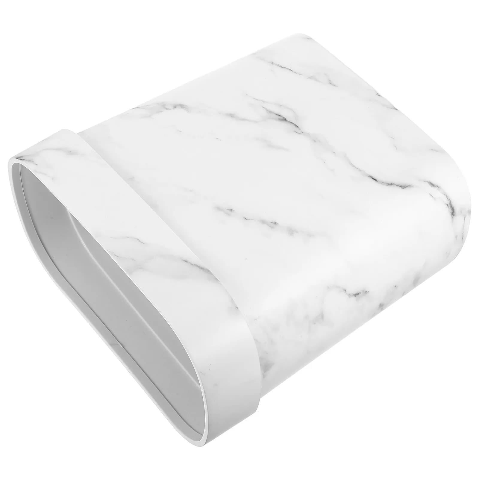 Cestino per Rifiuti con Motivo Marmorizzato, Contenitore Ovale in Plastica con Apertura Stretta per Bagno, Cucina, Camera da Letto