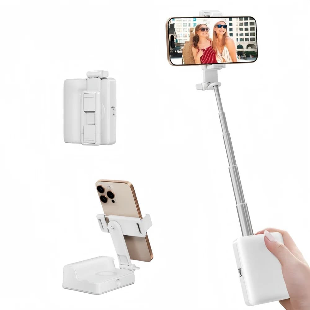 Mini Bastone Selfie Pieghevole 360° ° Supporto Rotante per Telefono con Telecomando Bluetooth, Stabilizzatore Portatile per Riprese, Vlogging, Streaming Live e Viaggi