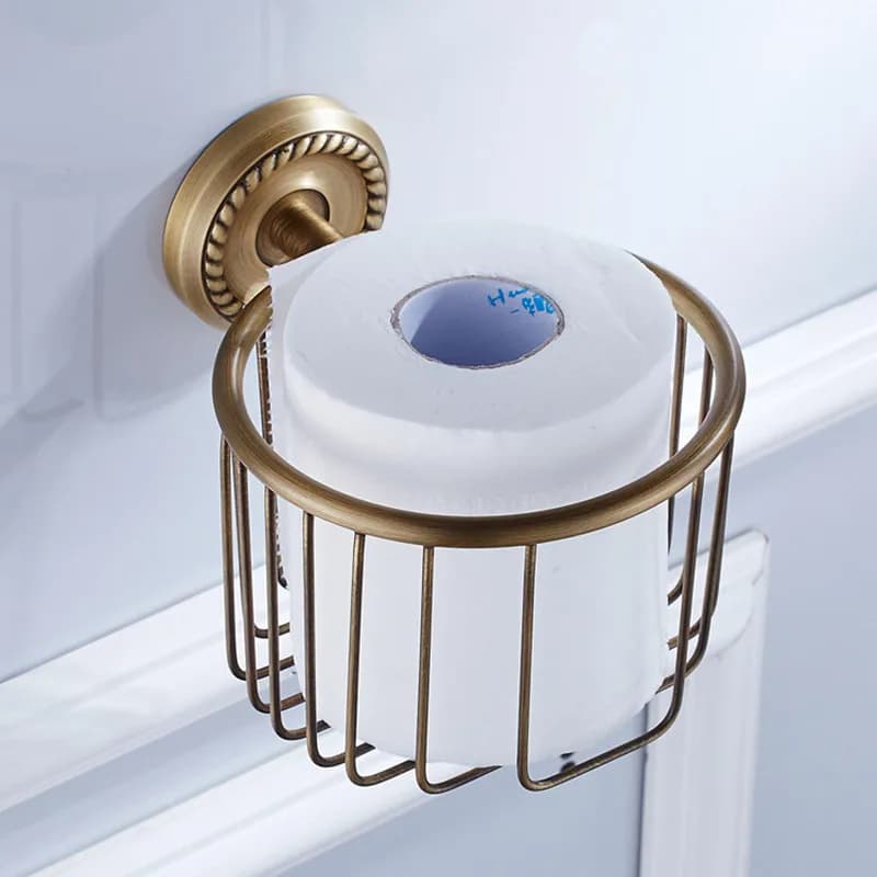 Cestino in tessuto di rame antico bagno a parete scatola in tessuto di ottone rotolo di carta igienica portasciugamani ciondolo Hardware
