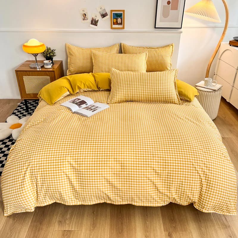 Plaid Duvet Cover Set 3 Piece Brushed Microfiber Bedding Set with 1 Duvet Cover 2 Pillowcases Soft Breathable Machine Washable
