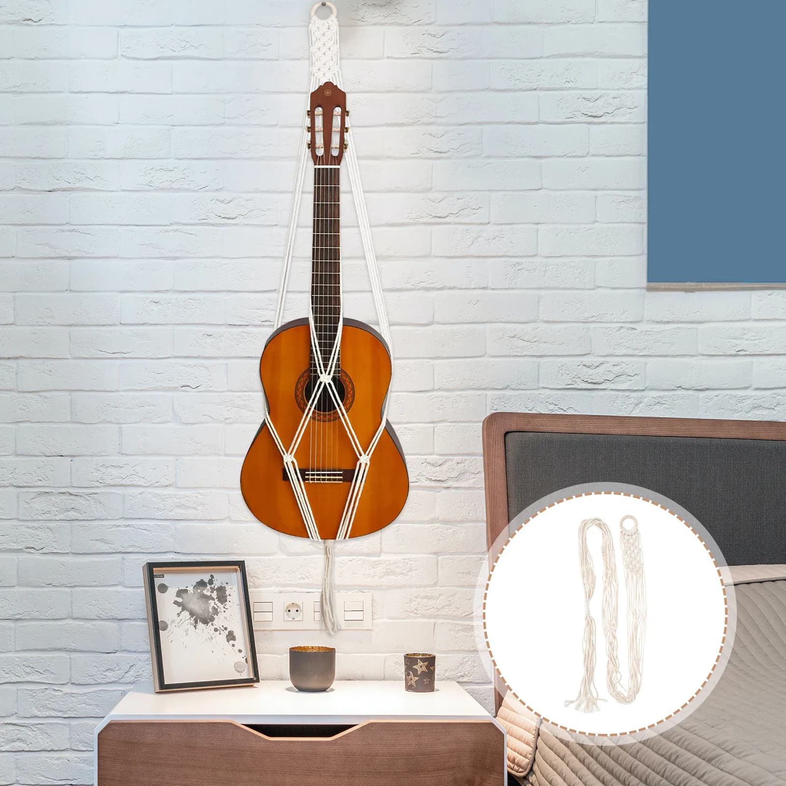 Cotton Guitar Net Strap Wall Hanging Decorative Belt for Folk Electric Guitar Ukulele Strong Wear-Resistant Replacement Strap